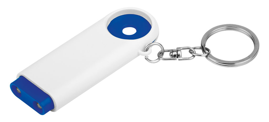 Пластиковий брелок – 2 світлодіода і жетон розміром 0,5 євро, колір синій