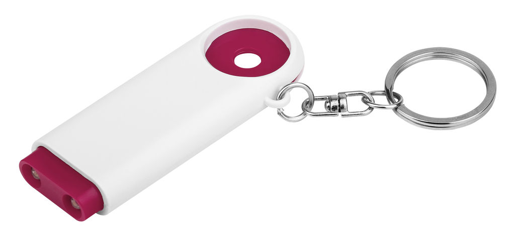 Пластиковый брелок – 2 светодиода и жетон размером 0,5 евро, цвет красный