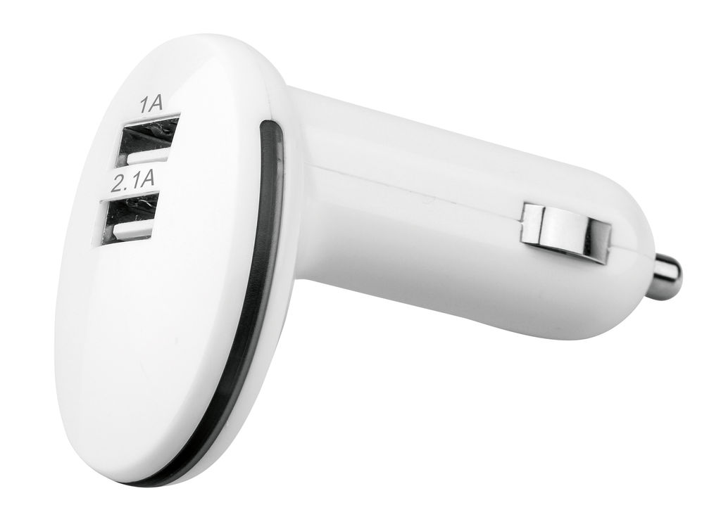 USB-адаптер из пластика с двумя выходами, цвет белый - 97120-106- Фото №3