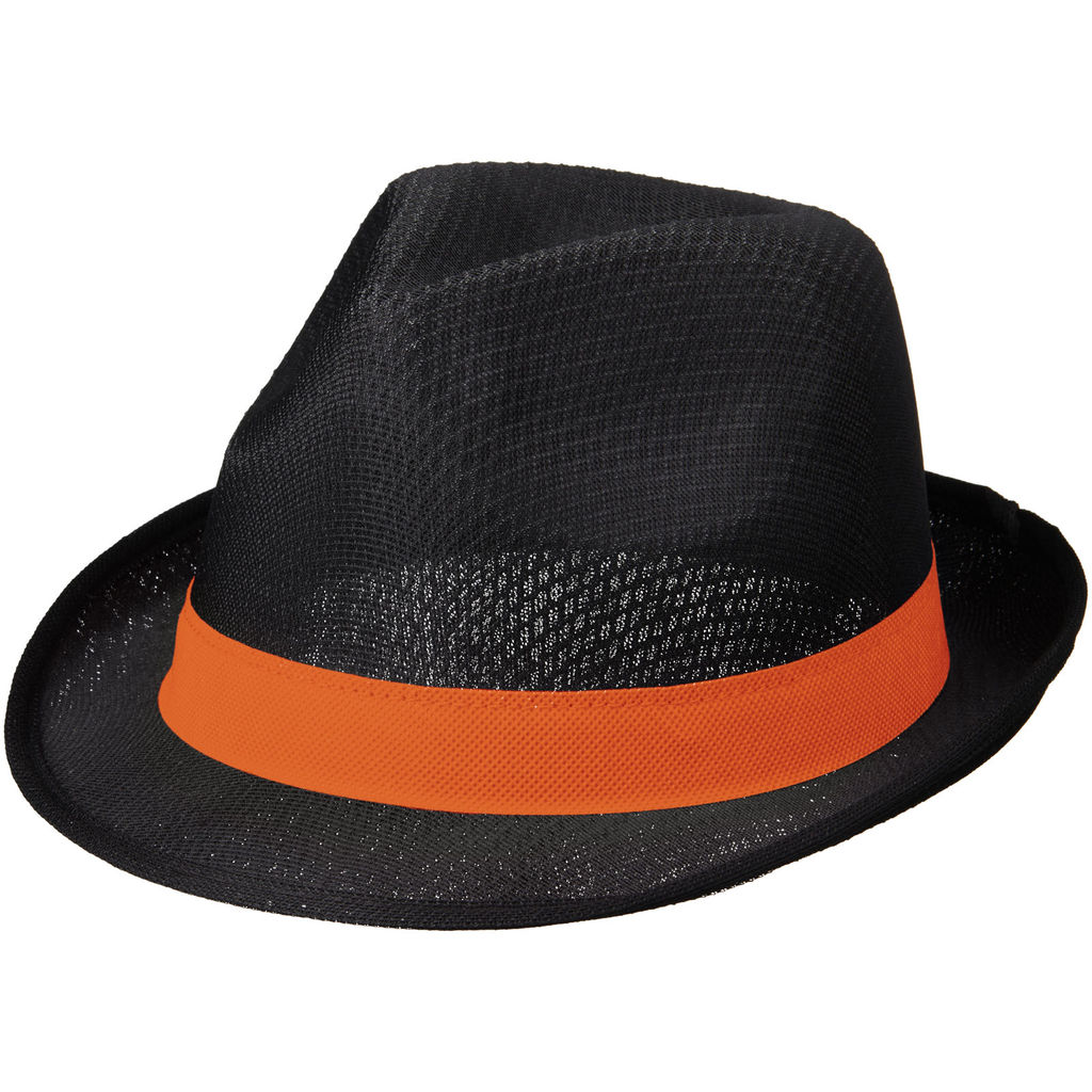 Шляпа Trilby, цвет сплошной черный, оранжевый