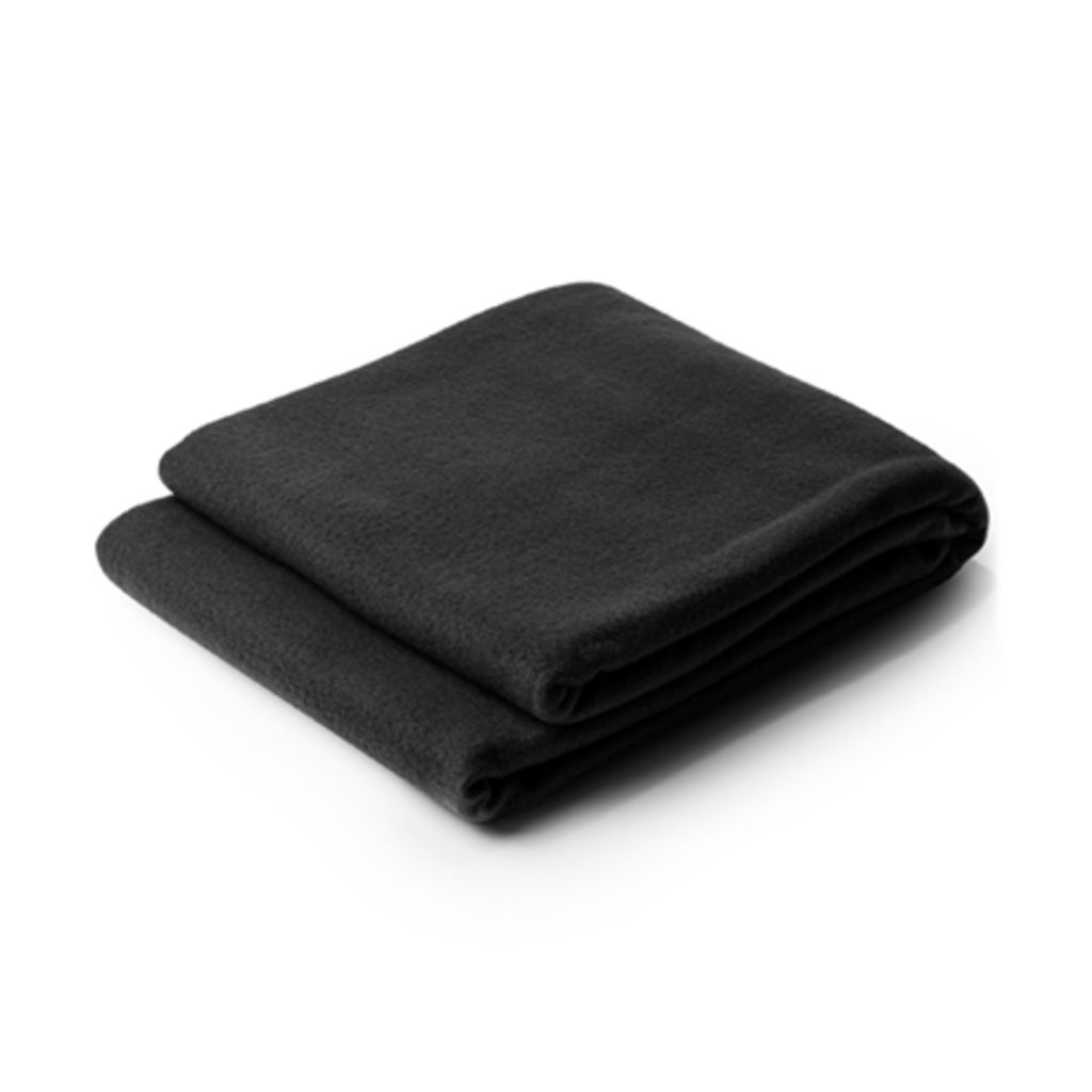 Флисовое одеяло из переработанного полиэстера RPET с удобным мешочком, цвет черный
