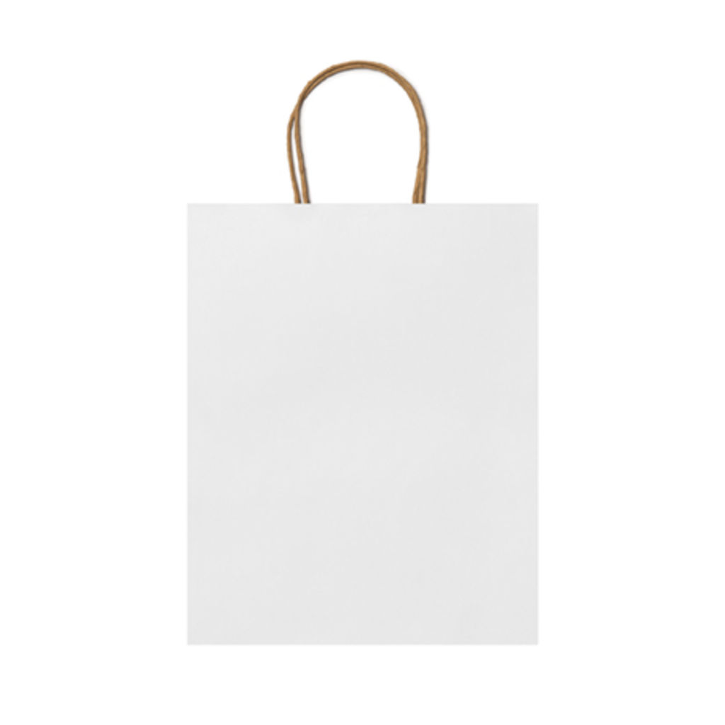 Бумажная сумка 110 г/м2 с естественной отделкой, с усиленными короткими ручками изогнутой формы, цвет белый