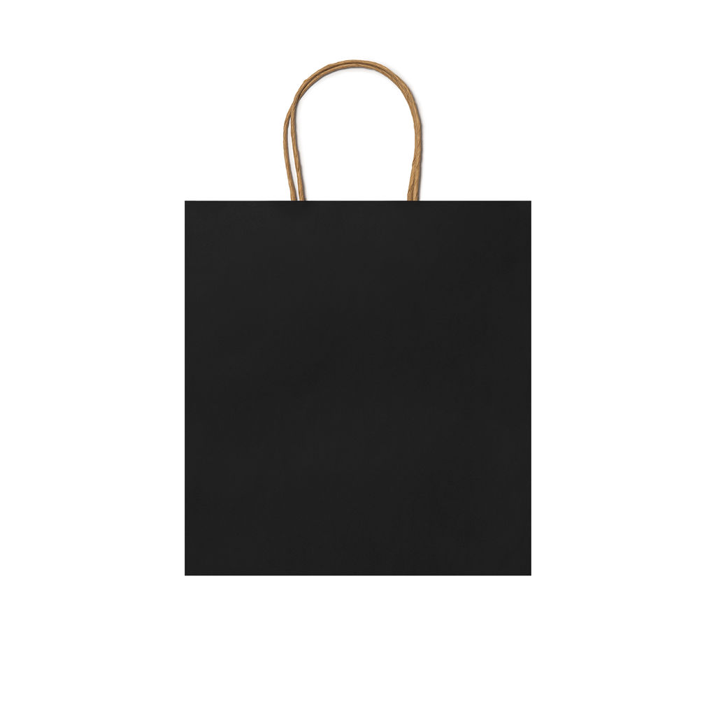 Бумажная сумка 110 г/м2 с естественной отделкой, с усиленными короткими ручками изогнутой формы, цвет черный