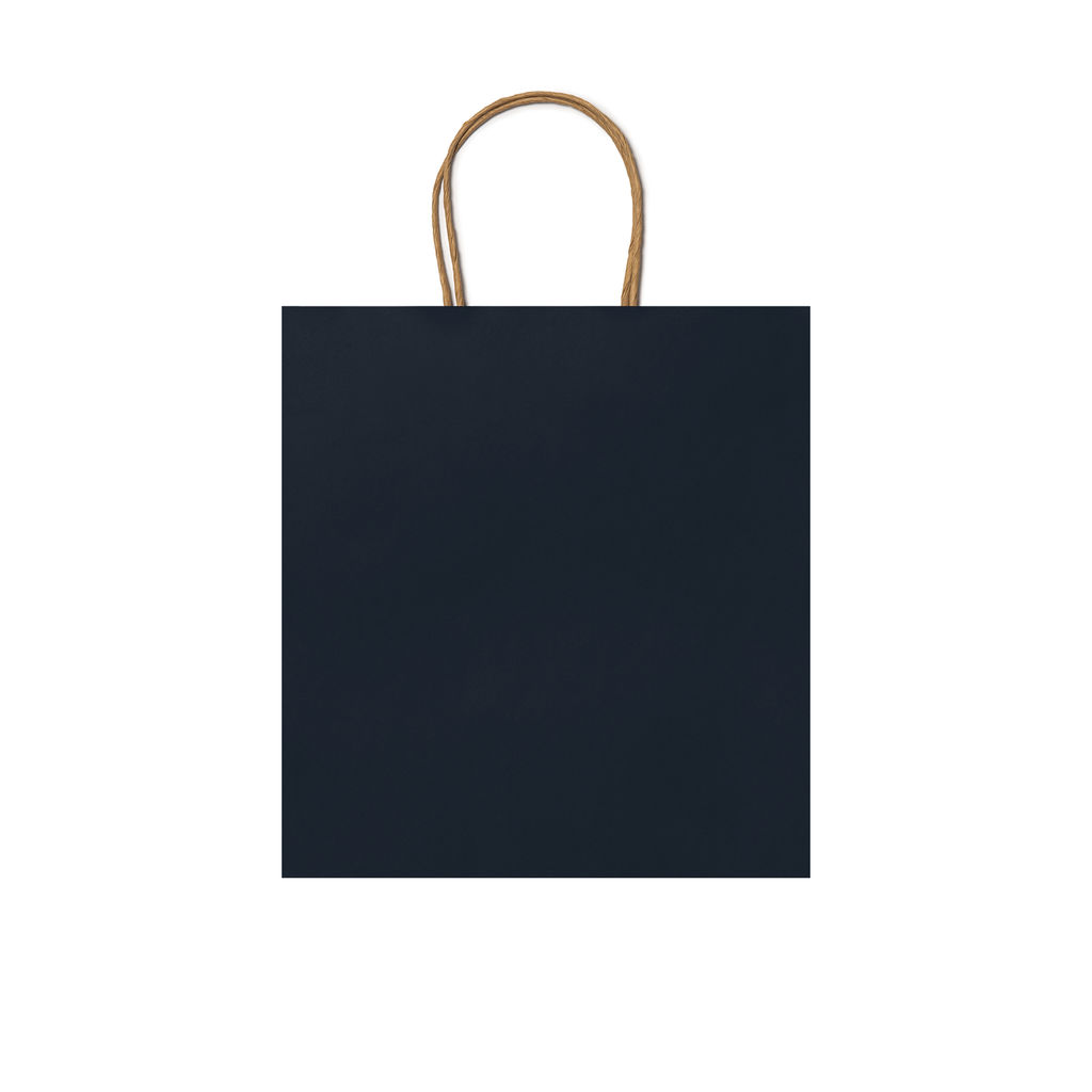 Бумажная сумка 110 г/м2 с естественной отделкой, с усиленными короткими ручками изогнутой формы, цвет морской синий