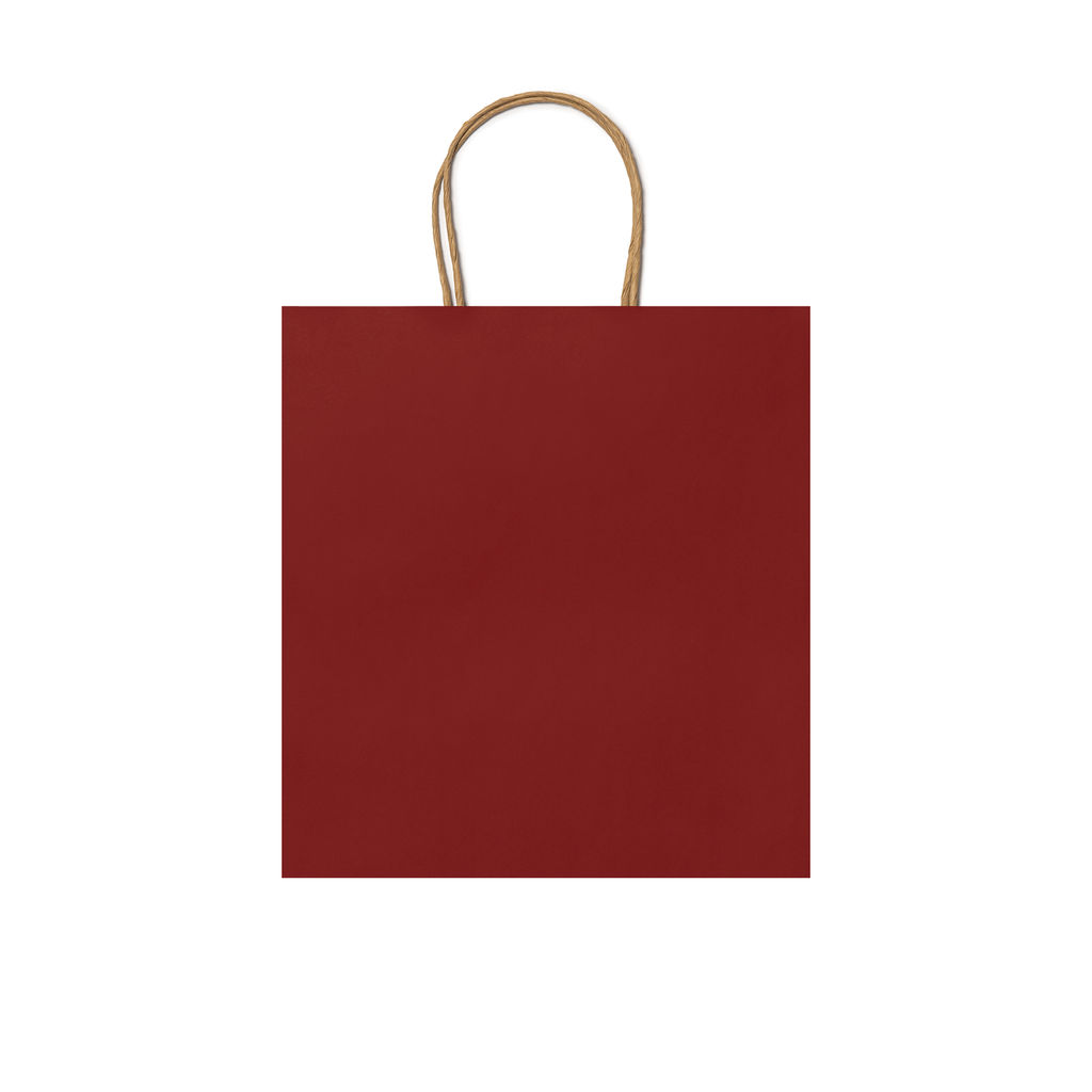 Бумажная сумка 110 г/м2 с естественной отделкой, с усиленными короткими ручками изогнутой формы, цвет красный
