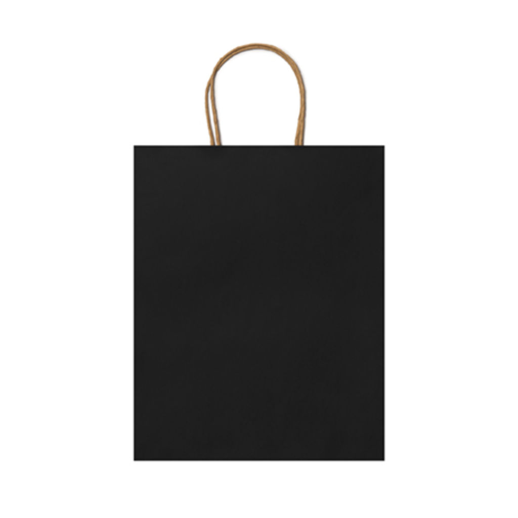 Бумажная сумка 110 г / м2 с естественной отделкой, с усиленными короткими ручками изогнутой формы, цвет черный