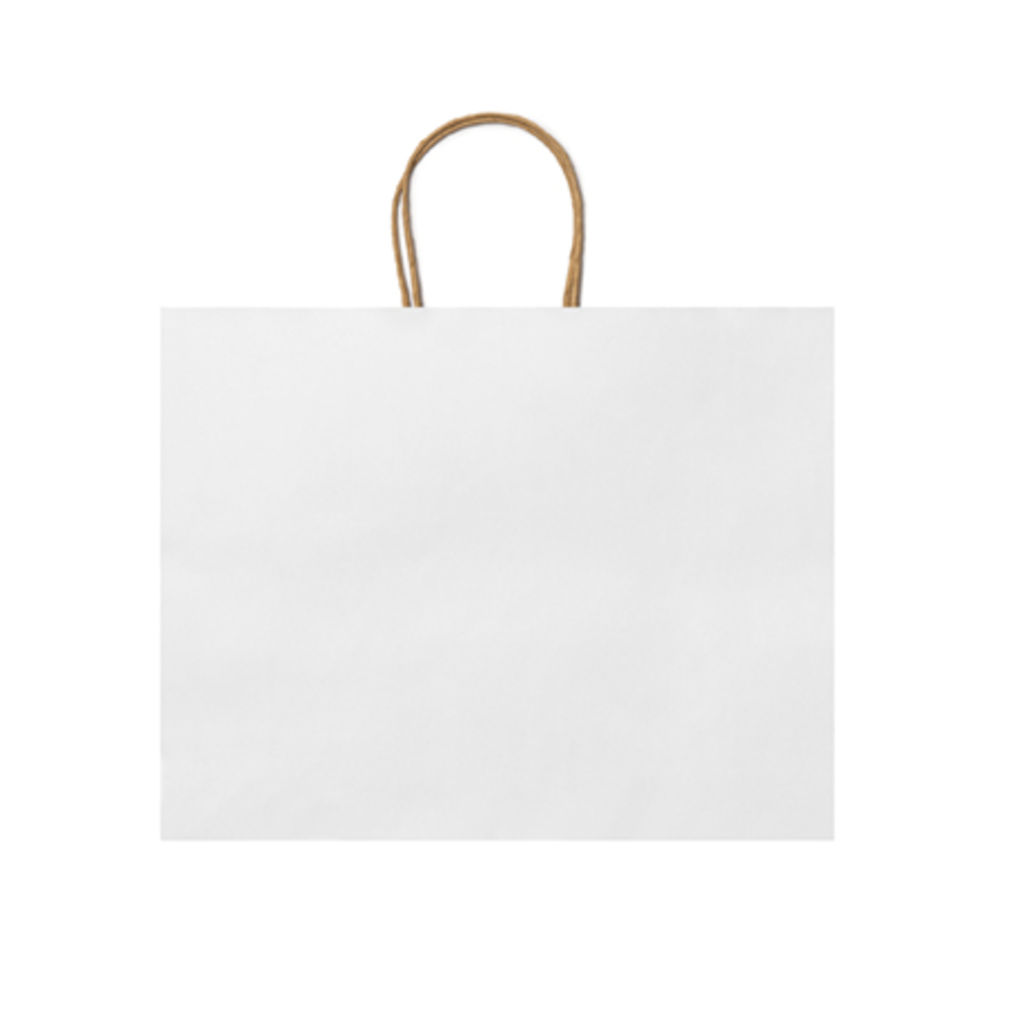 Бумажный сумка 110 г/м2 с естественной отделкой, с усиленными короткими ручками изогнутой формы, цвет белый