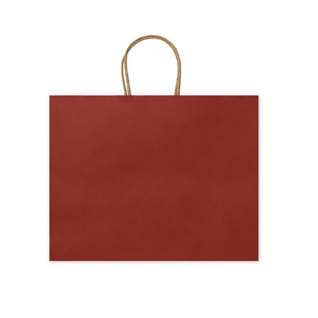 Бумажный сумка 110 г/м2 с естественной отделкой, с усиленными короткими ручками изогнутой формы, цвет красный