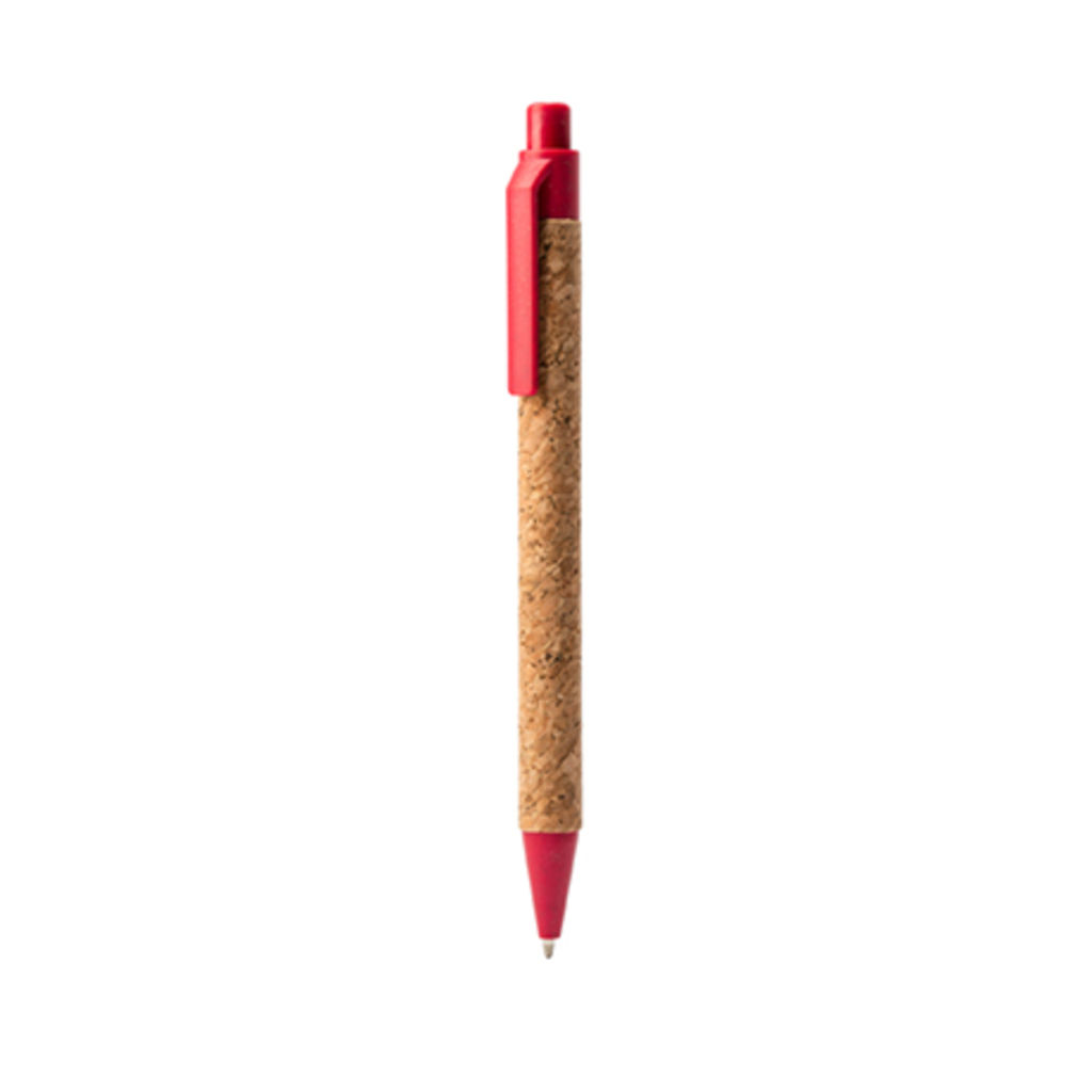Кулькова еко-ручка із пробкового матеріалу, колір червоний