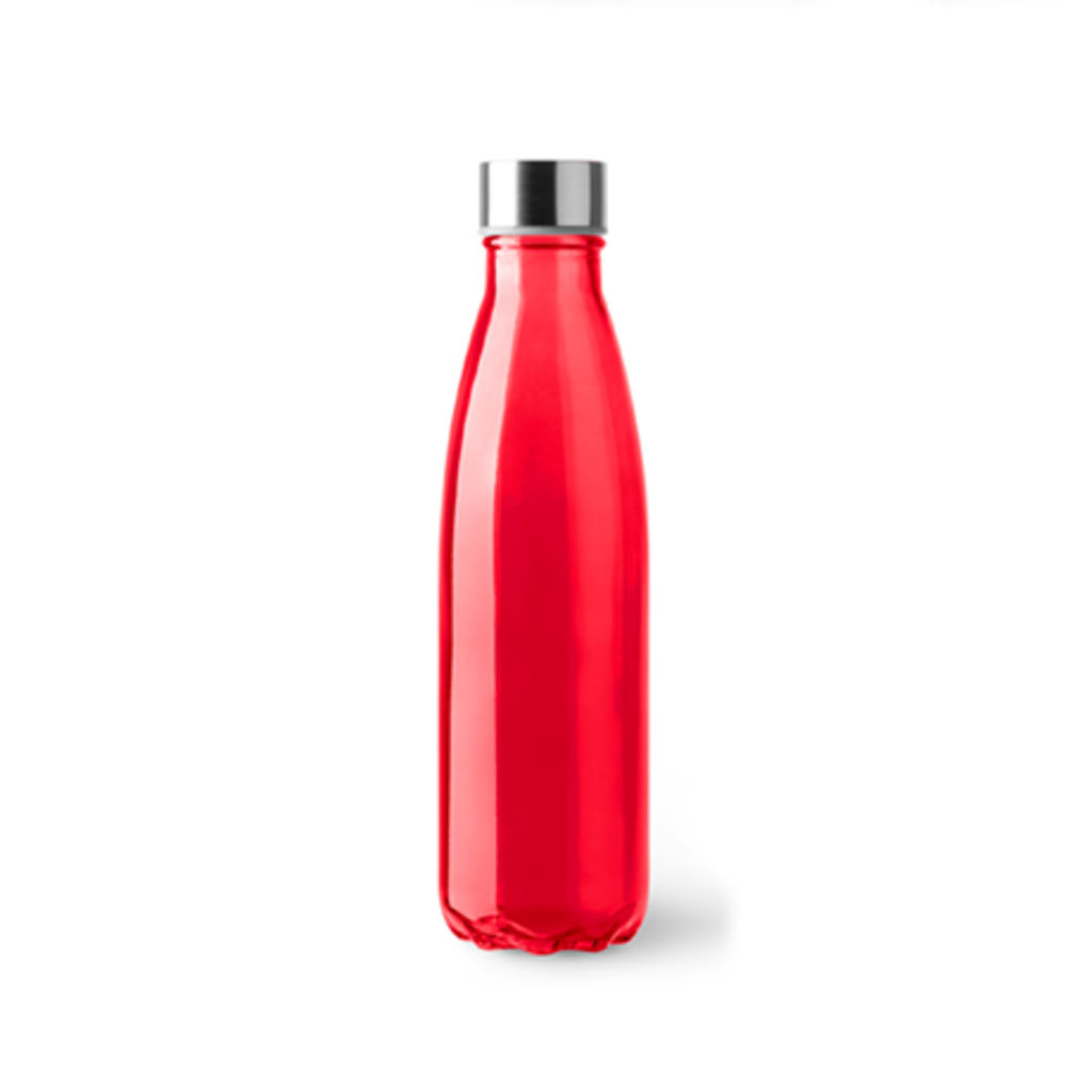Скляна пляшка із напівпрозорим кольоровим корпусом, колір червоний