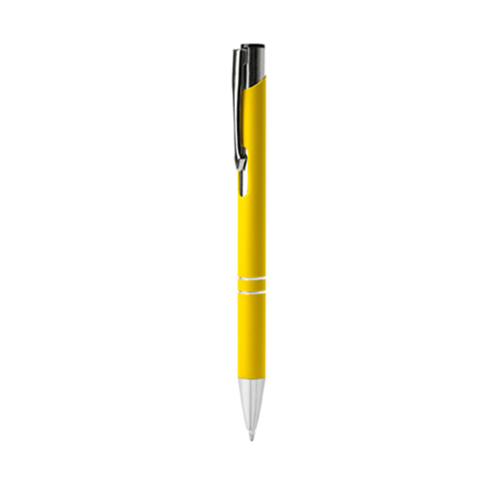 Кулькова ручка з металевим корпусом soft touch та механанізмом з анодованим покриттям, колір жовтий