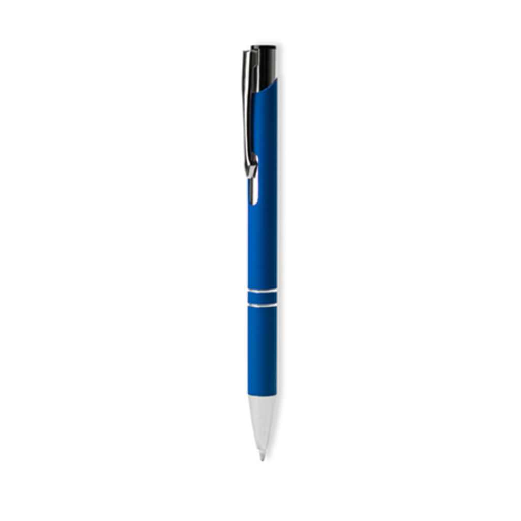 Шариковая ручка с металлическим корпусом soft touch и механанизмом с анодированным покрытием, цвет королевский синий