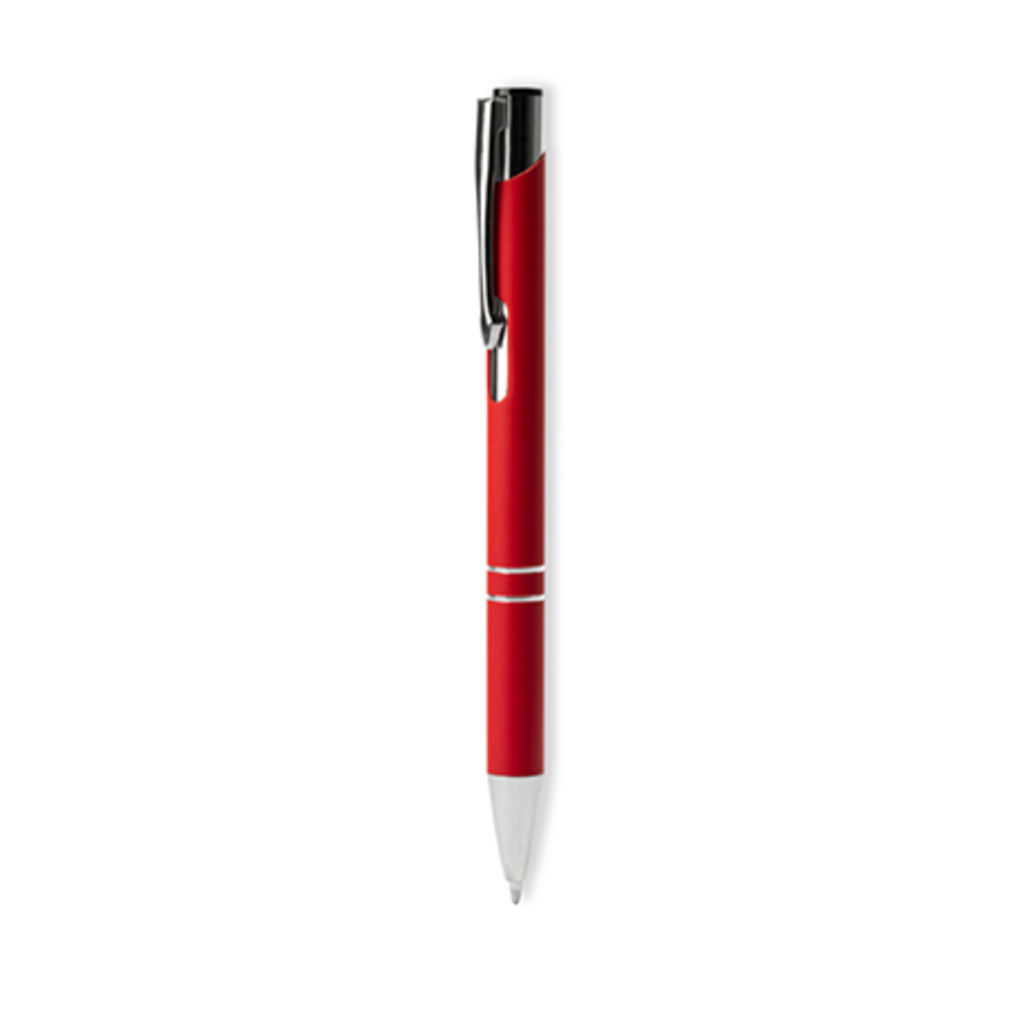Кулькова ручка з металевим корпусом soft touch та механанізмом з анодованим покриттям, колір червоний