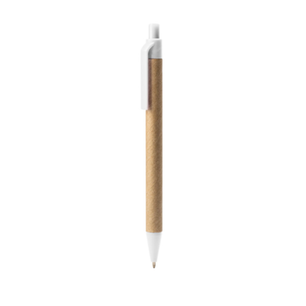 Кулькова ручка з корпусом із переробленого картону та PLA, колір білий