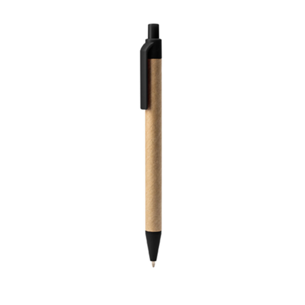 Кулькова ручка з корпусом із переробленого картону та PLA, колір чорний