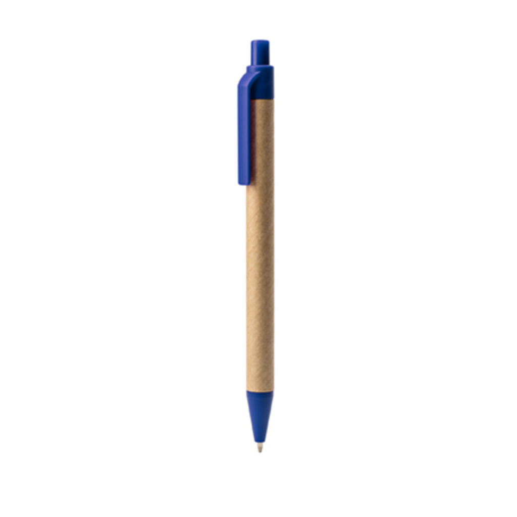 Кулькова ручка з корпусом із переробленого картону та PLA, колір королівський синій
