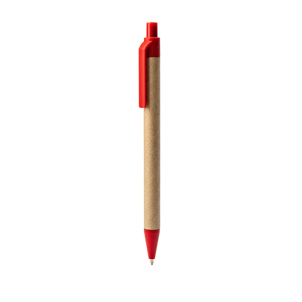 Кулькова ручка з корпусом із переробленого картону та PLA, колір червоний