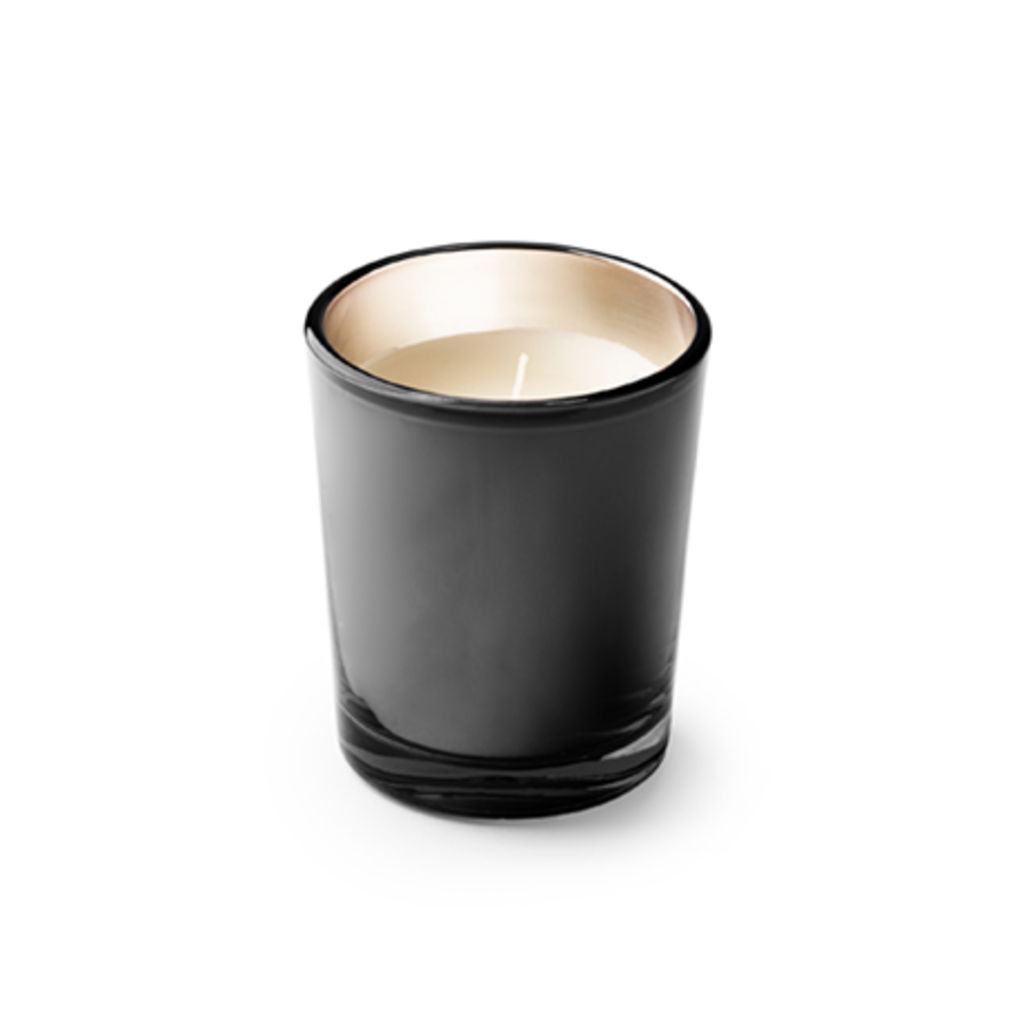 Ароматическая свеча в сосуде из цветного стекла с разными ароматами (кофе, сосна, лаванда, ваниль, клубника), цвет черный