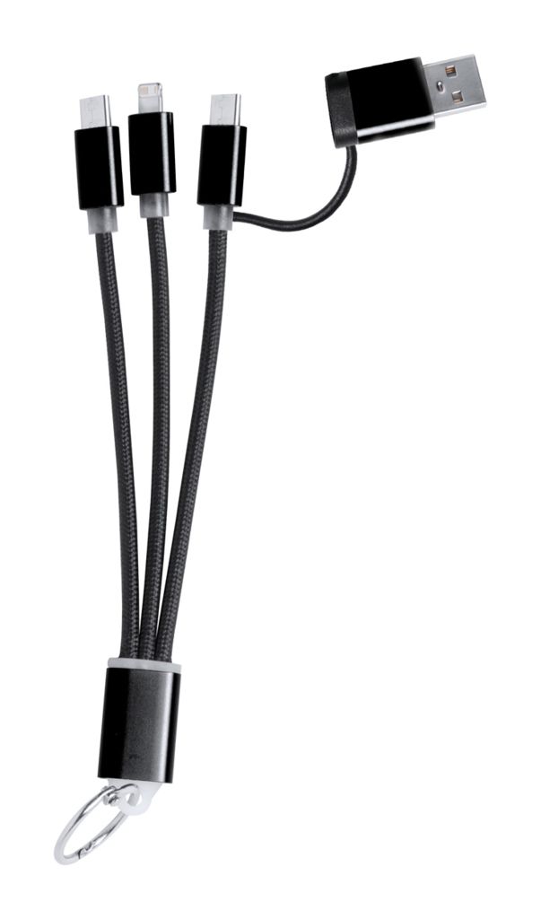 Брелок - зарядный кабель USB Frecles, цвет черный