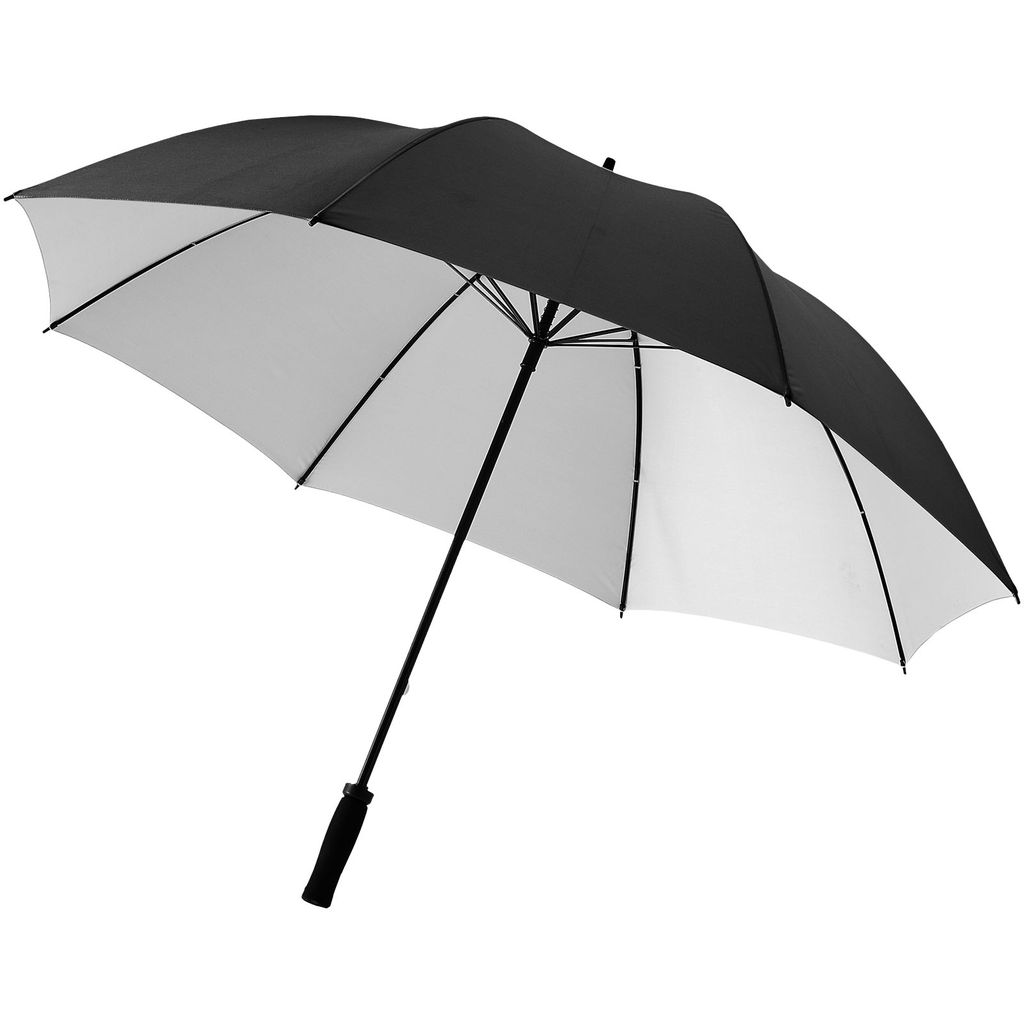 Зонт-трость Yfke 30 дюймов, цвет сплошной черный, серебристый