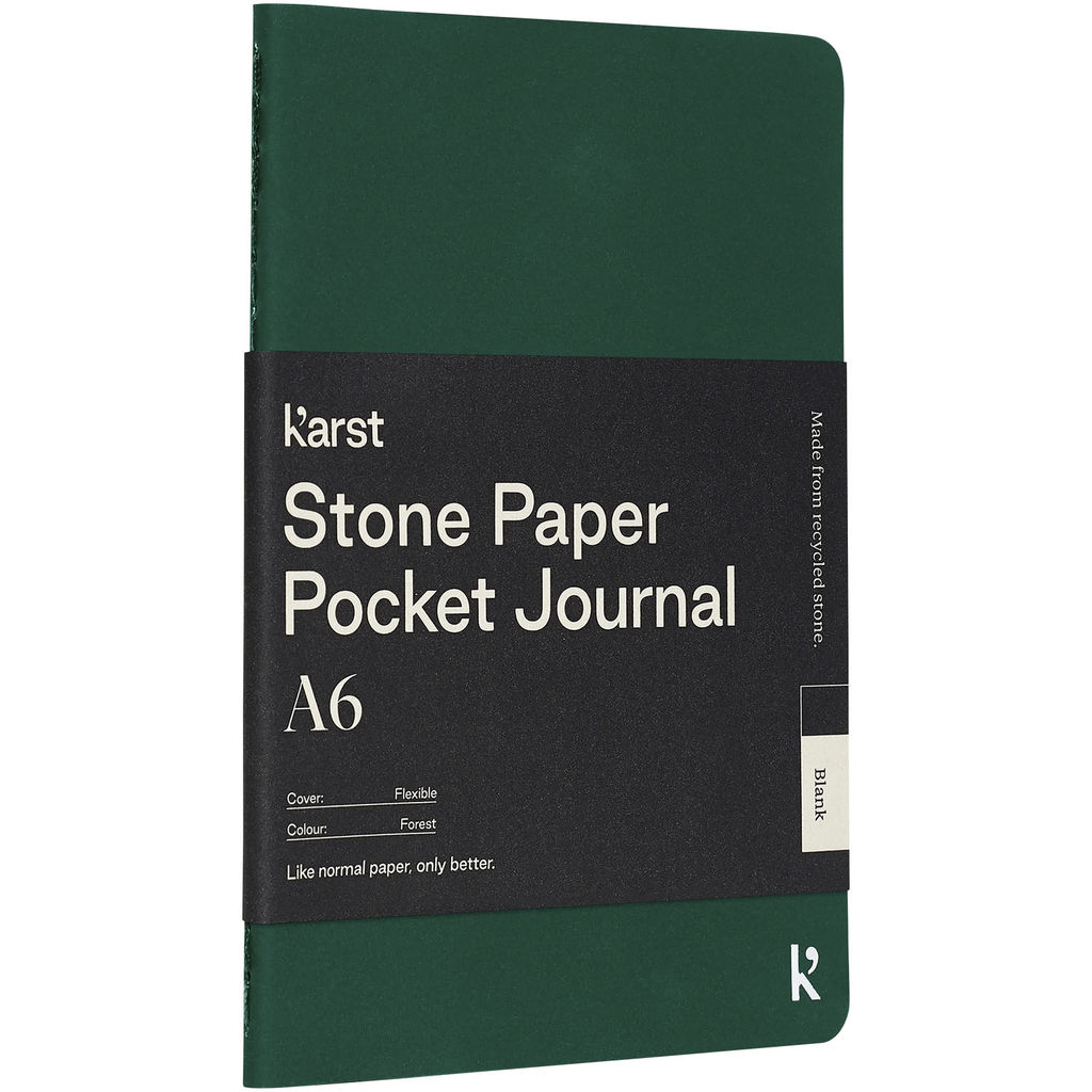 Карманная записная книжка-блокнот с мягкой обложкой Karst® формата A6, листы без линования, цвет темно-зеленый