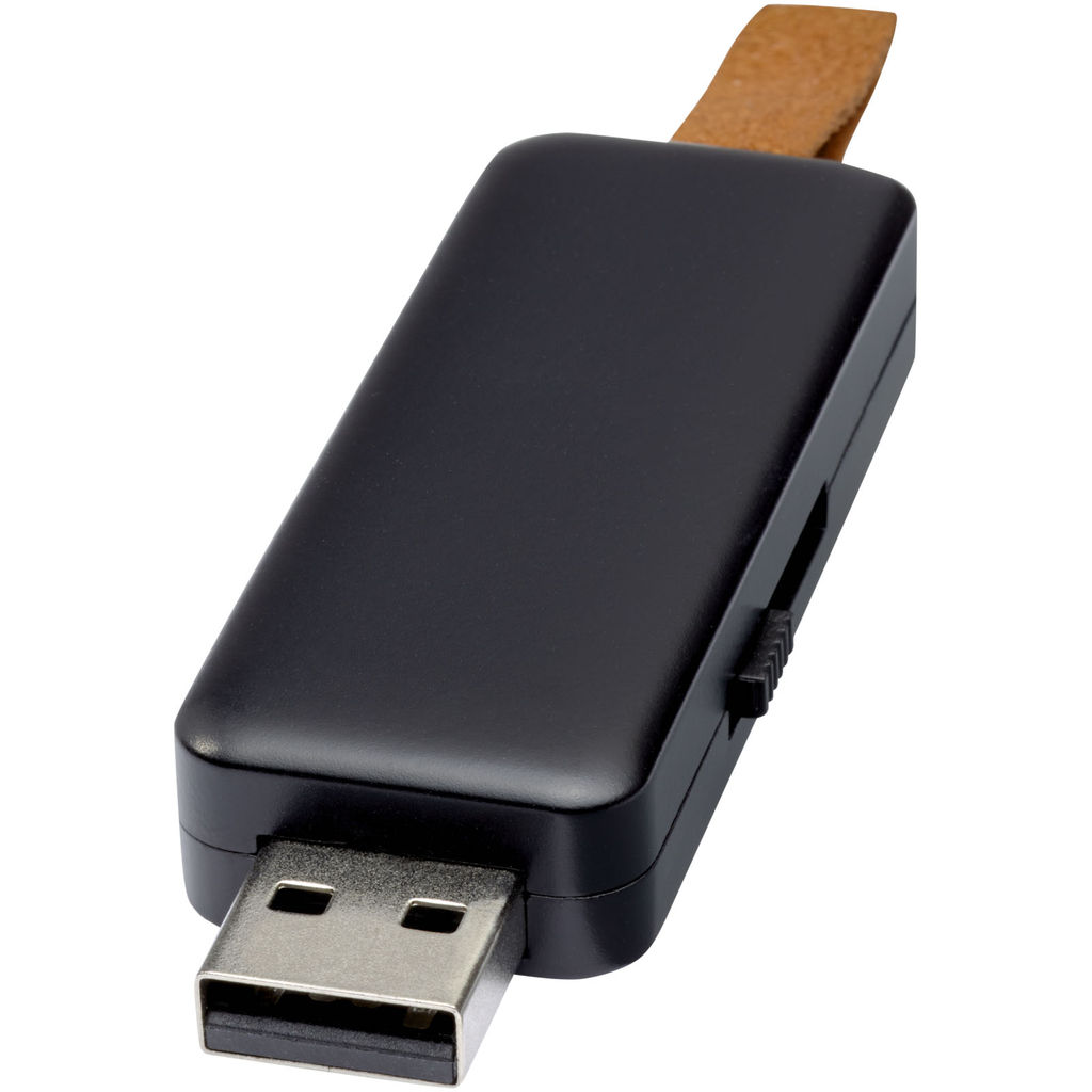 USB-флеш-накопитель Gleamобъемом 16 ГБ с подсветкой, цвет сплошной черный
