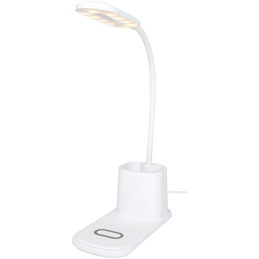 Bright Настільна лампа з органайзером та бездротовим зарядним пристроєм, колір білий