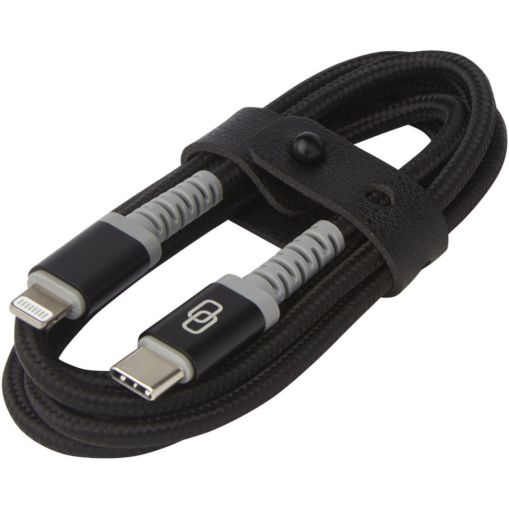 ADAPT MFI-кабель с разъемами USB-C и Lightning, цвет сплошной черный