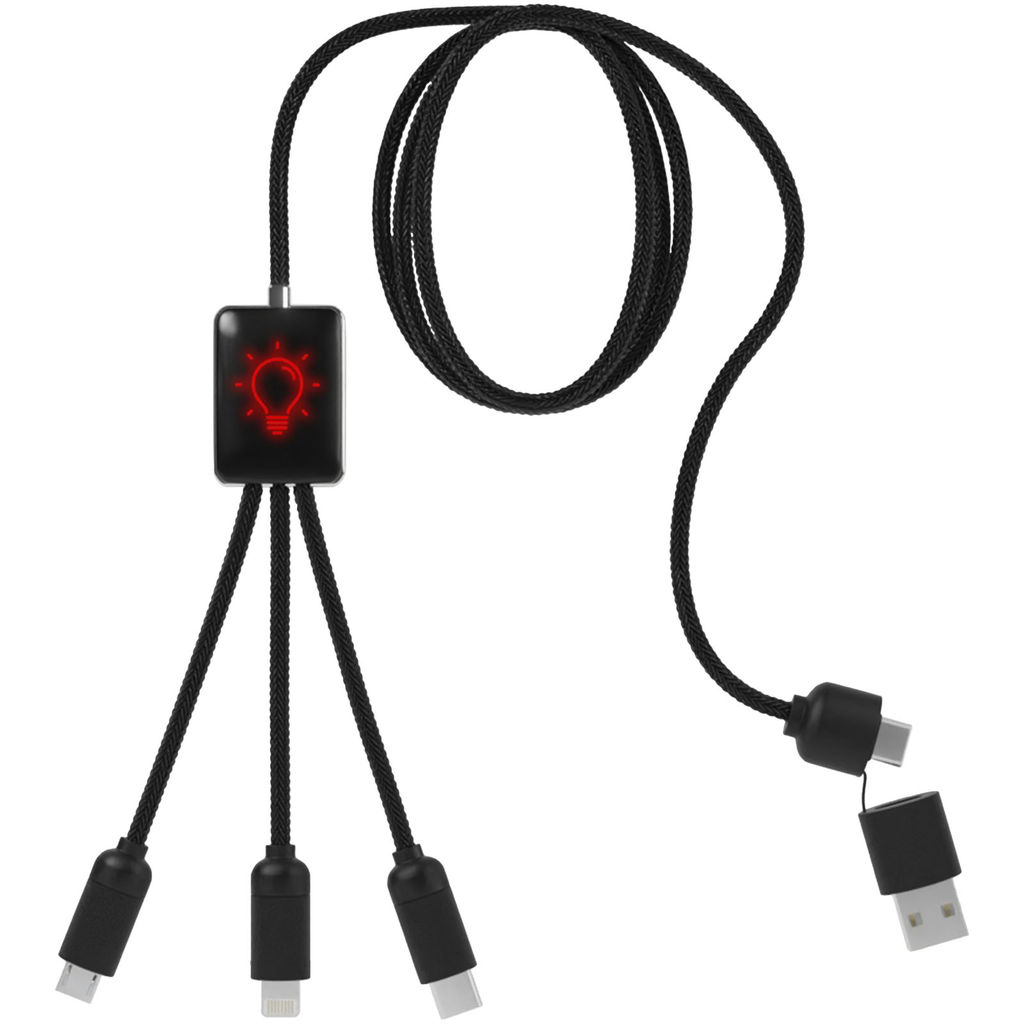 Удлиненный кабель 5-в-1 SCX.design C28, цвет красный, сплошной черный