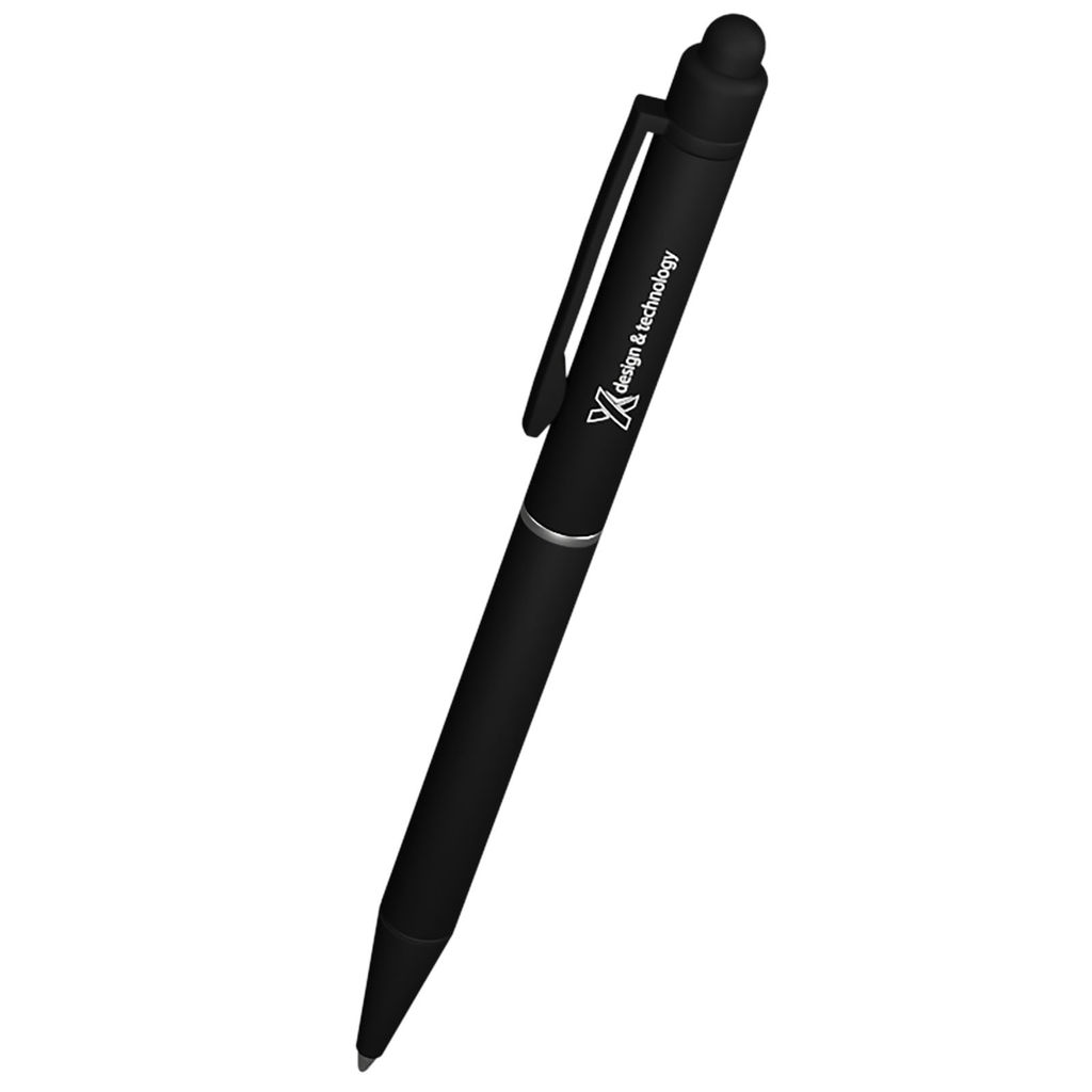 SCX.design B10 Кулькова ручка з логотипом, що світиться, і антибактеріальною обробкою, колір суцільний чорний