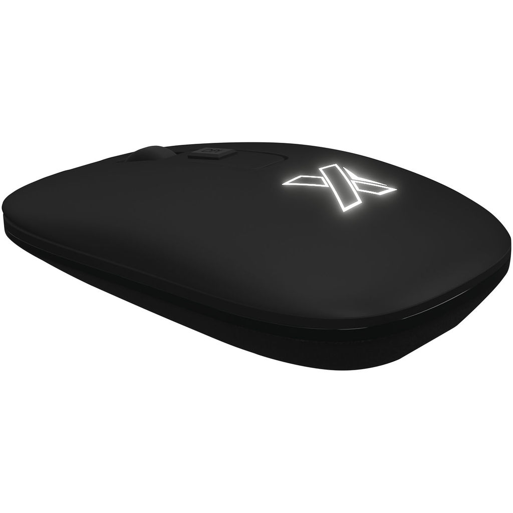 SCX.design O22 Бездротова мишка з логотипом, що світиться, і антибактеріальною обробкою, колір суцільний чорний
