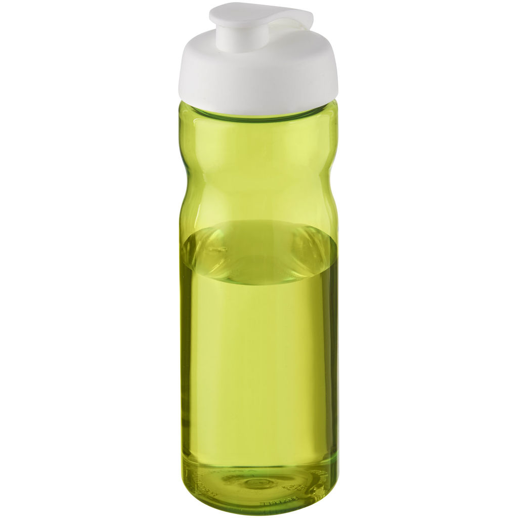 Спортивна бутилка H2O Base® об'ємом 650 мл з відкидаючою кришкою, колір лайм, білий