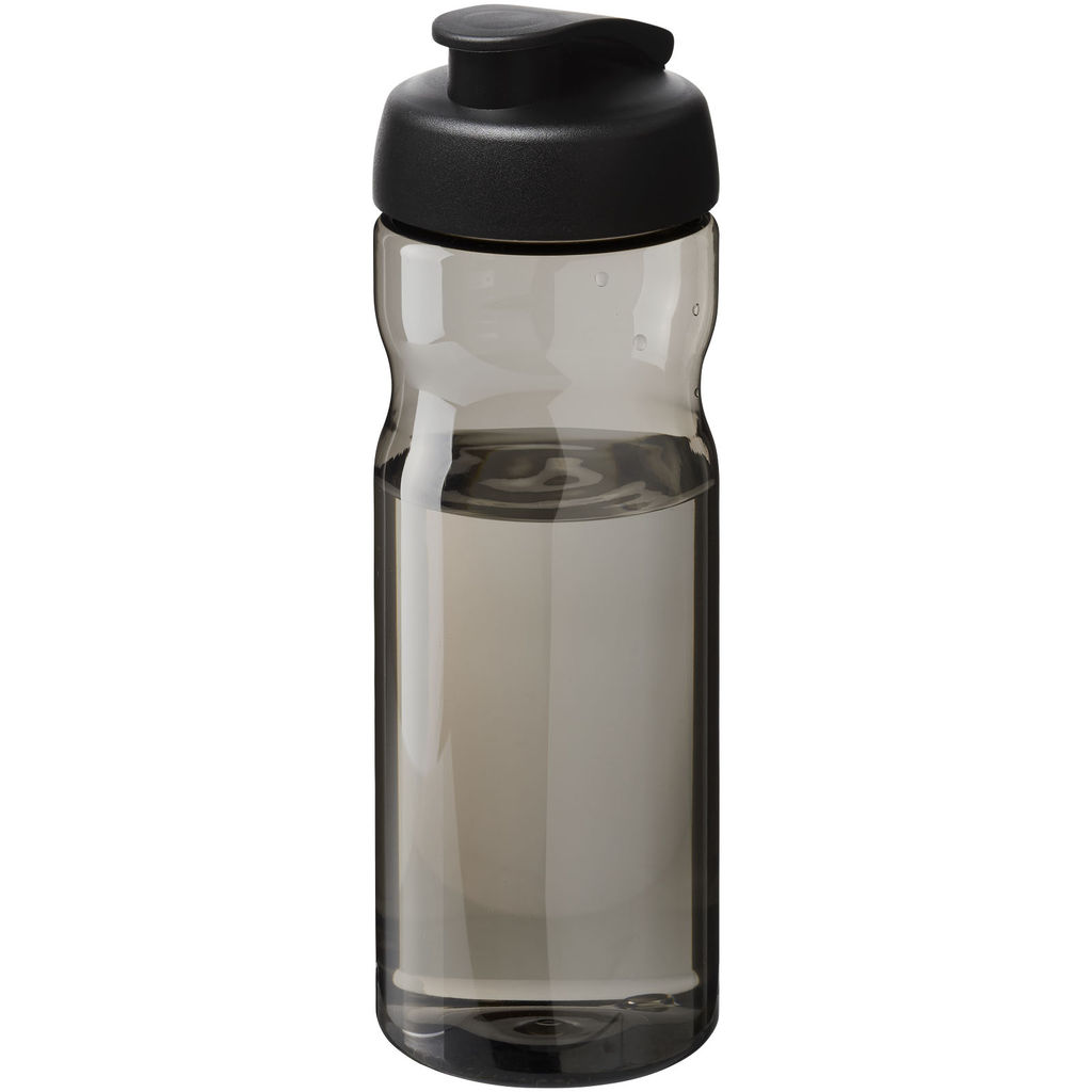 H2O Active® Eco Base Спортивна пляшка об'ємом 650 мл з кришкою, що відкидається., колір суцільний чорний, темно-сірий
