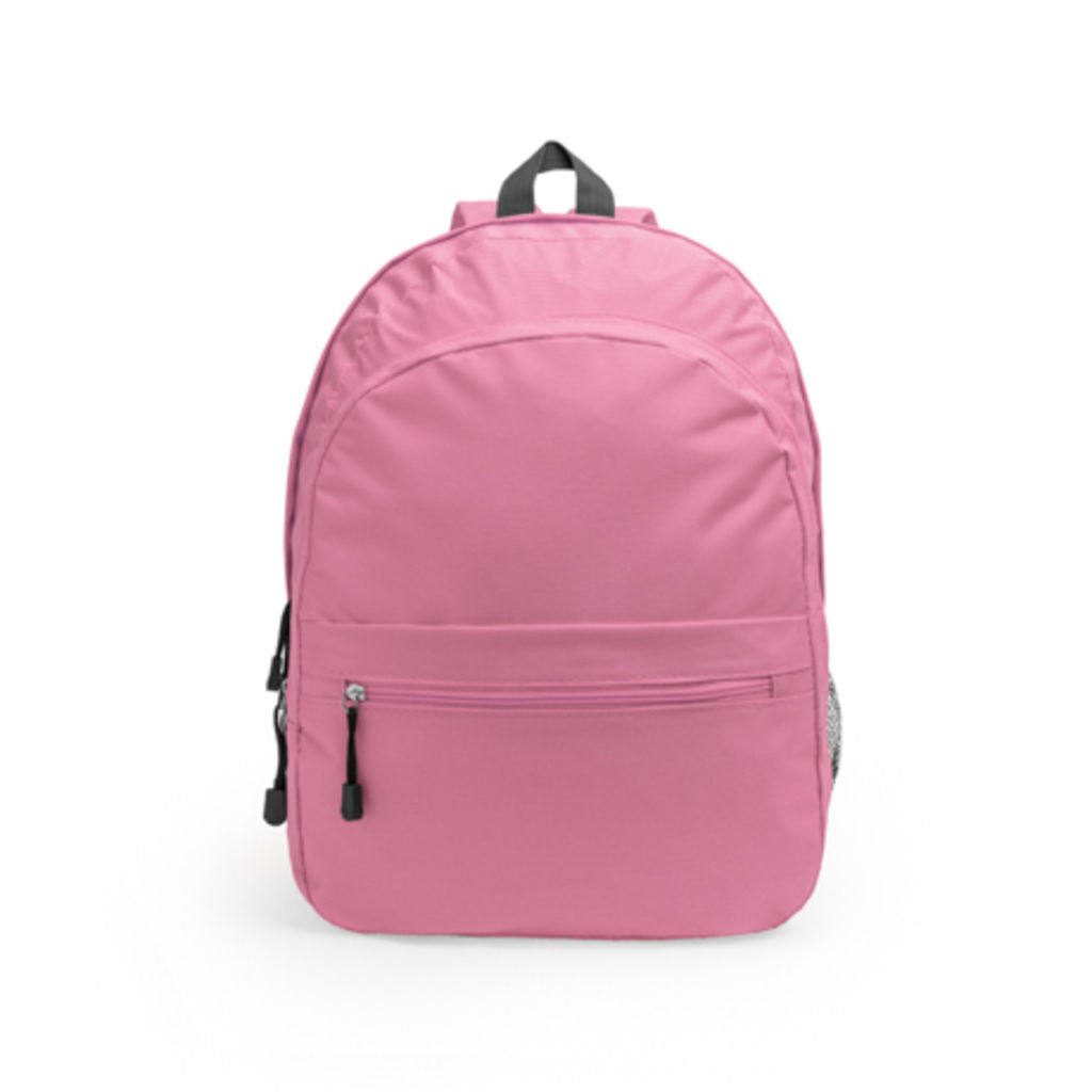 Рюкзак из полиэстера 600D с двумя основными отделениями и передним карманом, цвет розовый