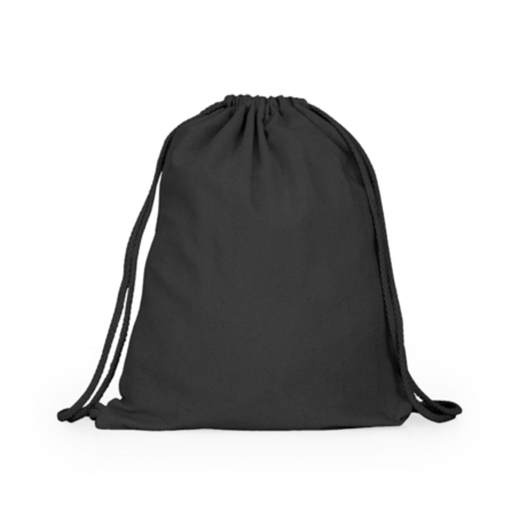 Рюкзак из 100% хлопка с кулиской и соответствующими шнурами, цвет черний