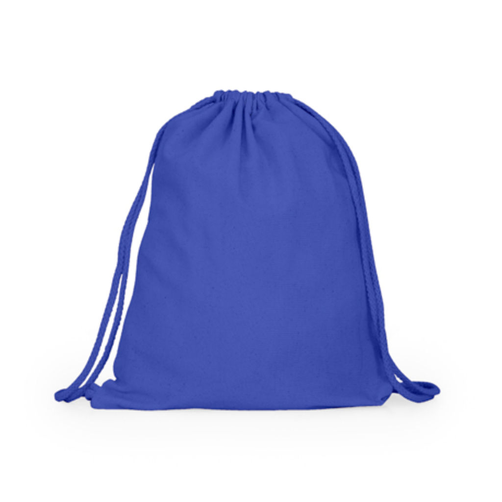 Рюкзак из 100% хлопка с кулиской и соответствующими шнурами, цвет темно-синий