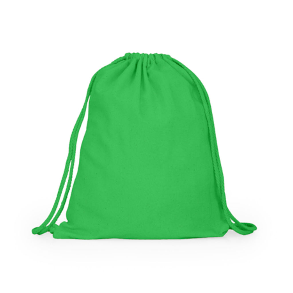 Рюкзак из 100% хлопка с кулиской и соответствующими шнурами, цвет зеленый