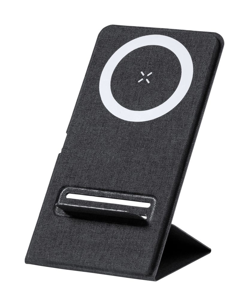 Тримач для мобільного телефону з бездротовою зарядкою Sterling, колір чорний