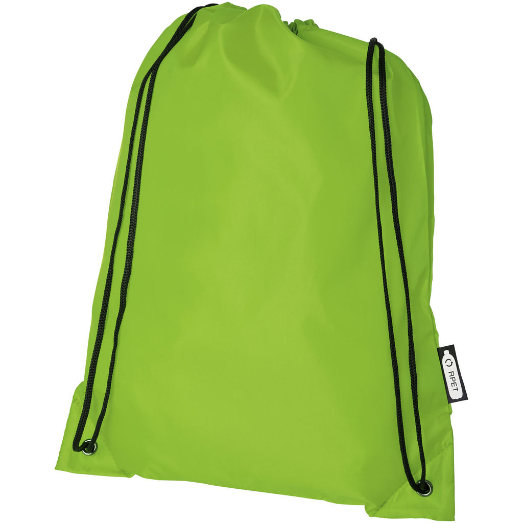 Рюкзак со шнурком Oriole из переработанного ПЭТ, цвет лайм