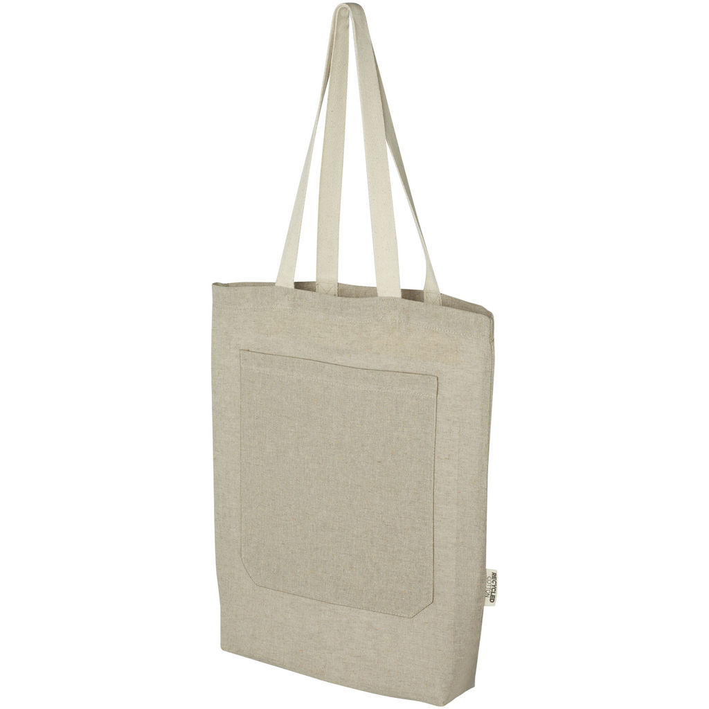 Эко-сумка Pheebs объемом 9 л из переработанного хлопка плотностью 150 г/м² с передним карманом, цвет heather natural