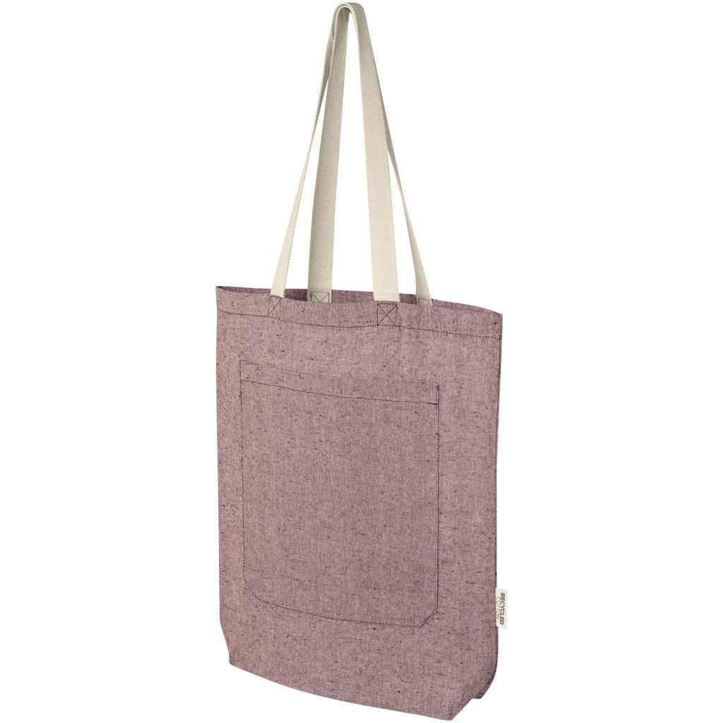 Эко-сумка Pheebs объемом 9 л из переработанного хлопка плотностью 150 г/м² с передним карманом, цвет heather maroon