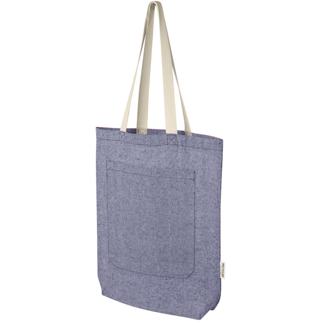 Эко-сумка Pheebs объемом 9 л из переработанного хлопка плотностью 150 г/м² с передним карманом, цвет синий яркий