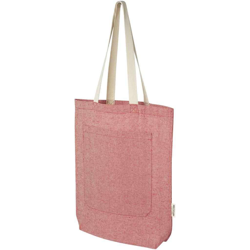 Эко-сумка Pheebs объемом 9 л из переработанного хлопка плотностью 150 г/м² с передним карманом, цвет красный яркий