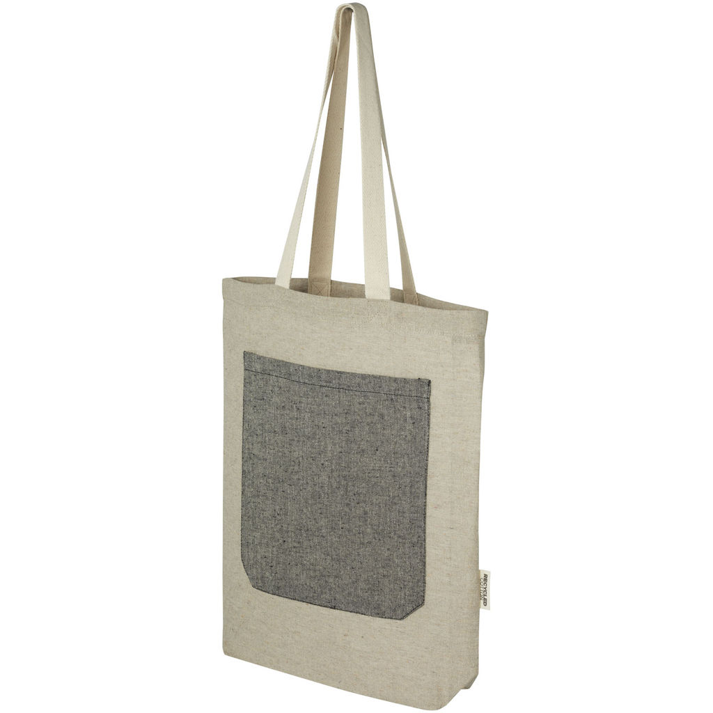 Эко-сумка Pheebs объемом 9 л из переработанного хлопка плотностью 150 г/м² с передним карманом, цвет натуральный, heather black