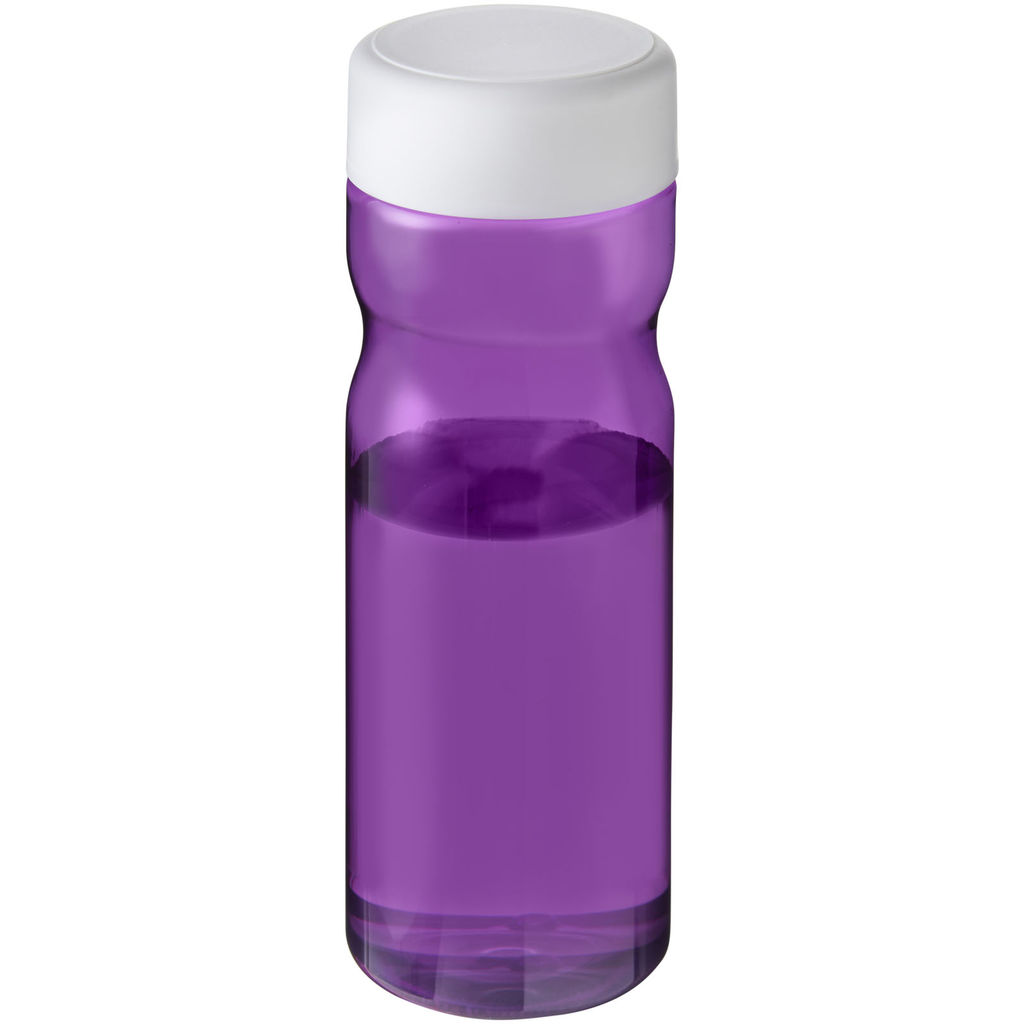Пляшка з кришкою для води, що загвинчується H2O Eco Base 650 ml, колір пурпуровий, білий