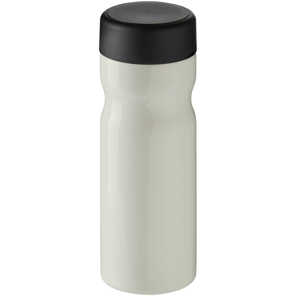 Пляшка з кришкою для води, що загвинчується H2O Eco Base 650 ml, колір кольору слонової кістки, суцільний чорний