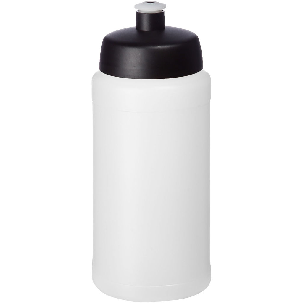 Спортивная бутылка Baseline® Plus объемом 500 мл, цвет сплошной черный, белый прозрачный