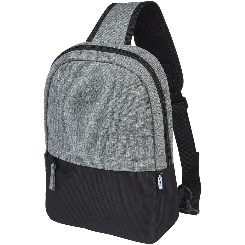 Двухцветная сумка на одно плечо Reclaim объемом 3,5 л, изготовленная из переработанных материалов по стандарту GRS, цвет сплошной черный, серый яркий