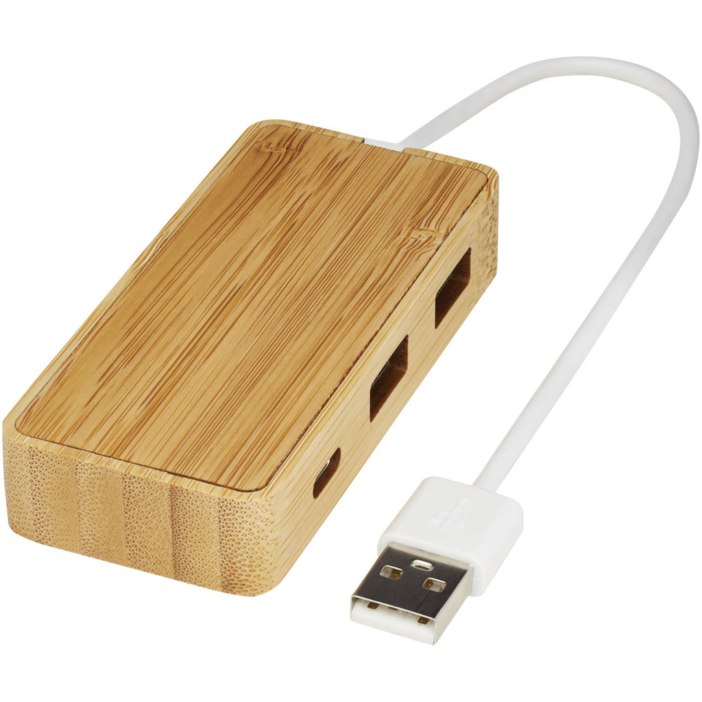 USB-концентратор Tapas из бамбука, цвет натуральный