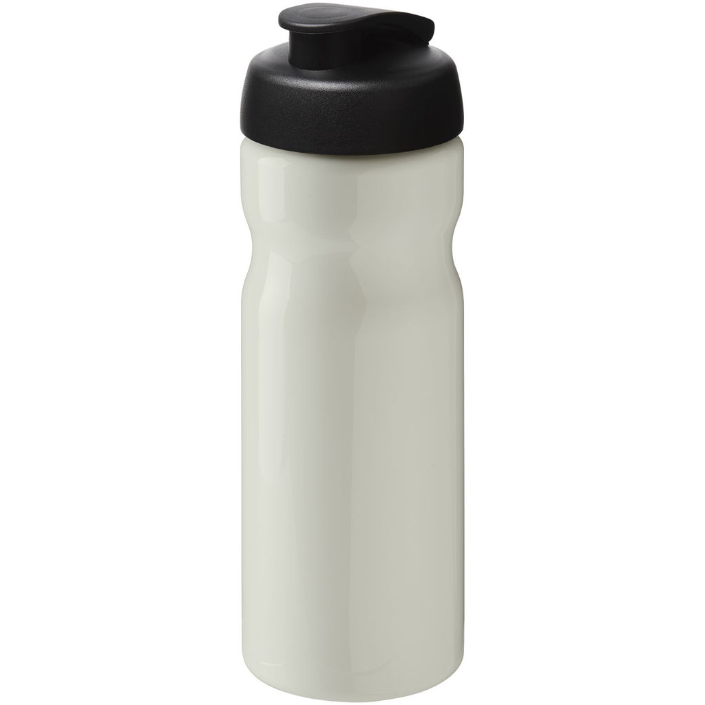 Спортивная бутылка H2O Eco объемом 650 мл с откидывающейся крышкой, цвет цвета слоновой кости, сплошной черный